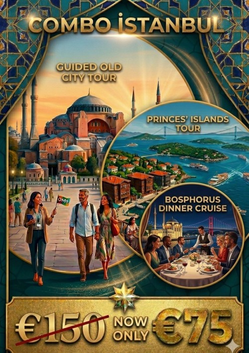 3 BEST TOURS IN 1 PRICE / ISTANBUL COMBO : Guided Old City Tour + Princes Islands Tour + Bosphorus Dinner Cruise